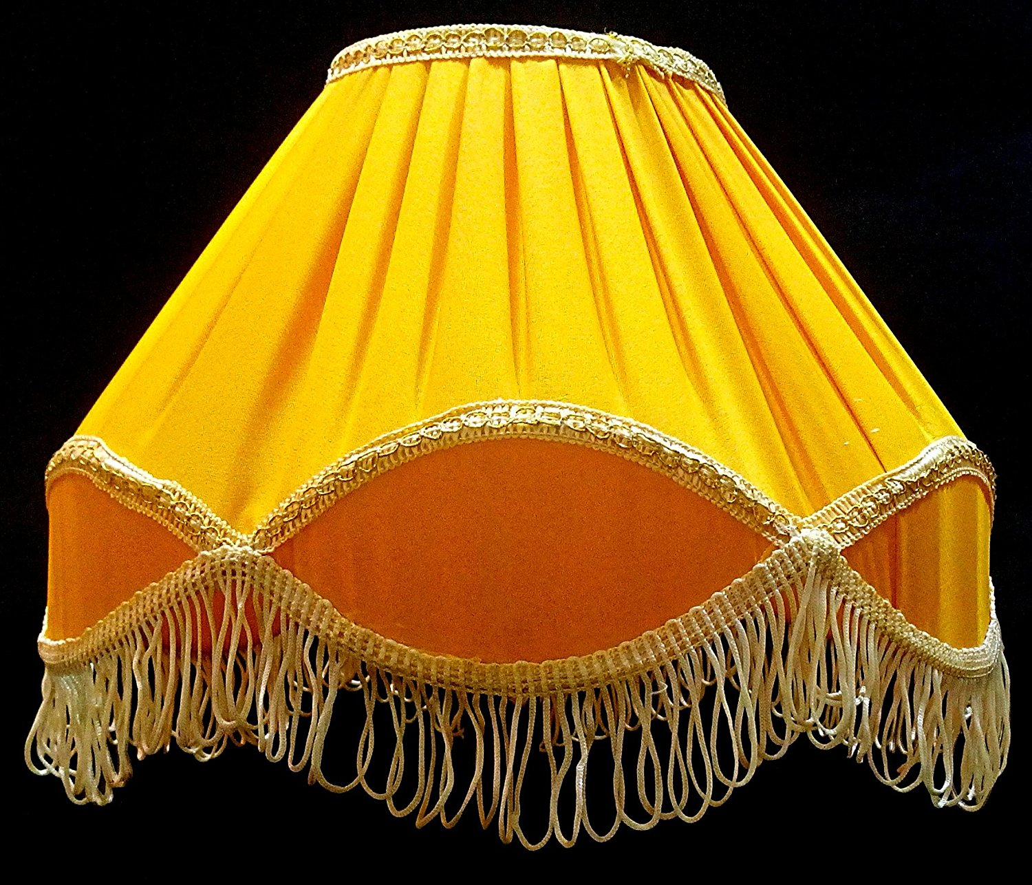 Yellow with Golden Border with Frills Lamp Shade